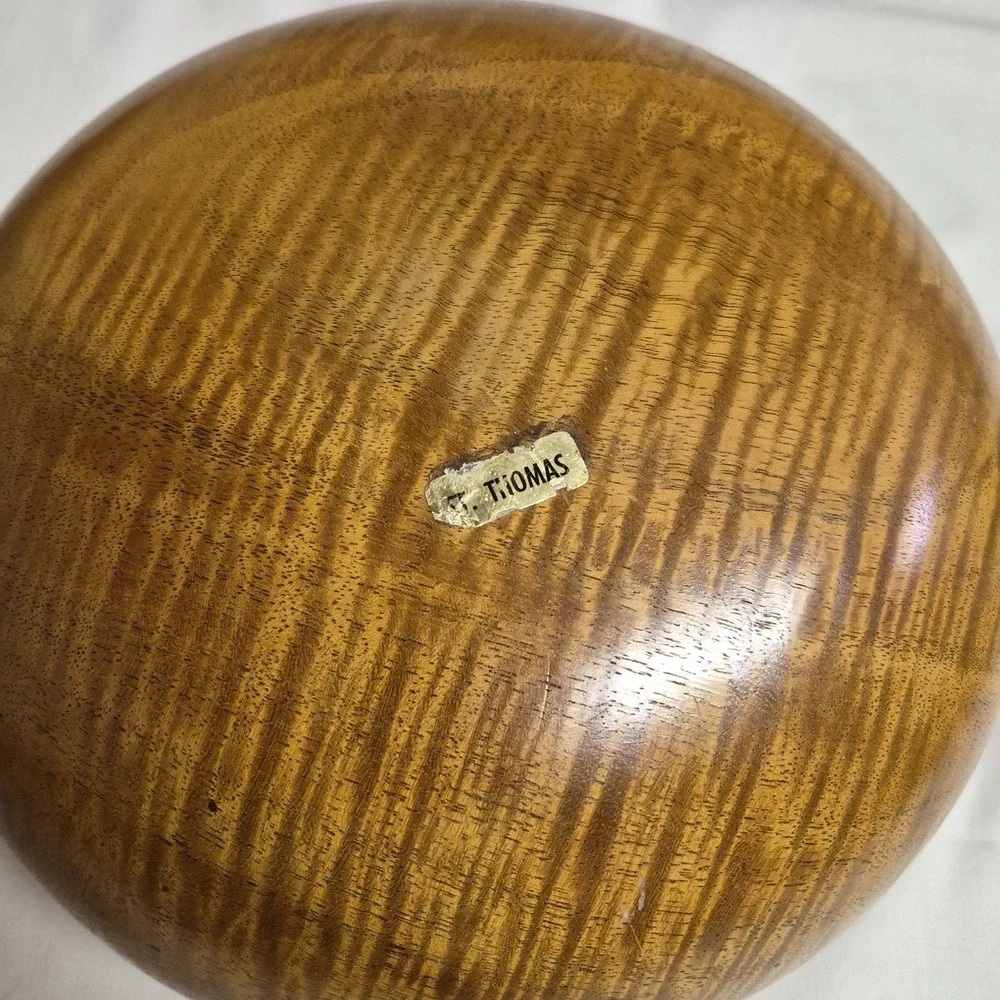 Curly Wood Cigar Ashtray St. Thomas USVI Artisan Carved Tiger Grain Monkey Pod